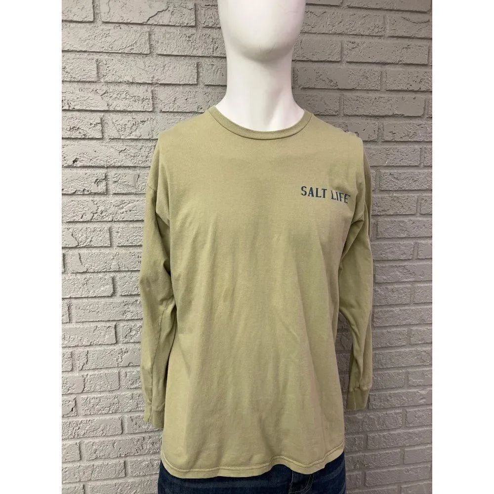 Salt Life Men Green Preshrunk Cotton Long Sleeve T-Shirt Size L